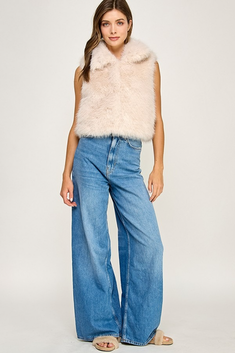Light Gray Emerson Faux Fur Vest Vest
