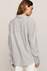 Light Gray Reese Button Up Stripe Top Shirt