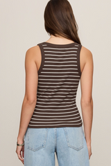 Light Gray Rowe Striped Scoop Tank Tank Top