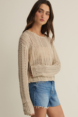 Light Gray Upland Crochet Sweater Sweater