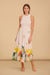 Tan Elsie Dress in Farmers Market Midi Dress