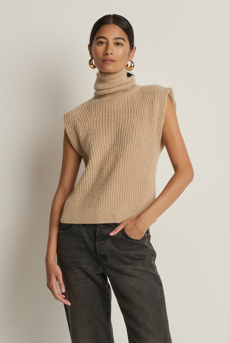 Gray Isha Turtleneck Tank Top