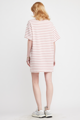 Antique White Mila Shirt Dress in Mauve/Cream Stripes Mini Dress
