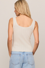 Light Gray Lainey Pointelle Button Front Tank Tank
