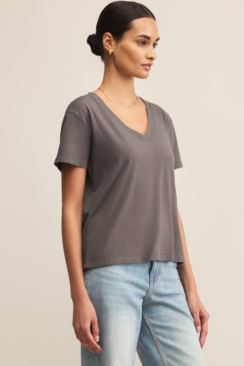 Light Gray Weekdays V-Neck Tee T Shirt