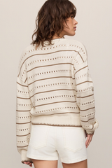 Light Gray Darby Stripe Pointelle Sweater Sweater