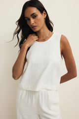 Antique White Sloane Linen Cropped Tank Tank