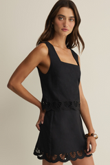 Light Gray Charlene Embroidered Linen Top Top