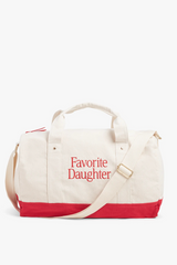White Smoke Canvas Duffle Bag in Natural True Red Duffle Bag