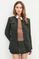 Antique White The Spencer Jacket in Mocha Plaid Jacket