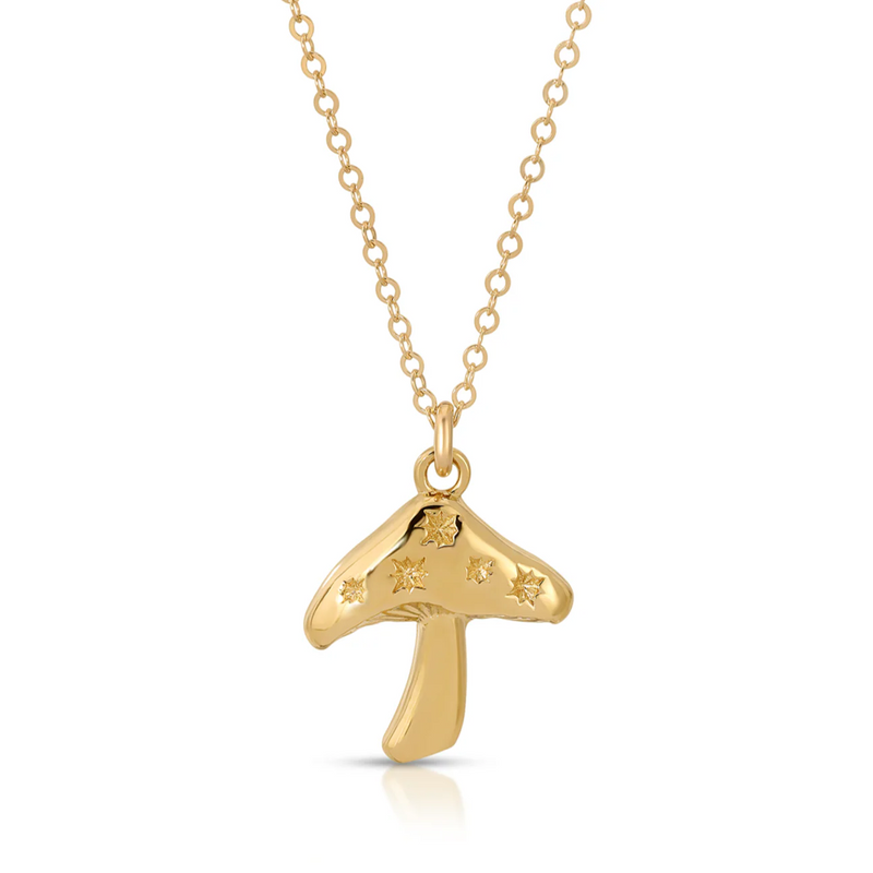 Tan Happy Wave Mushroom Necklace Necklace