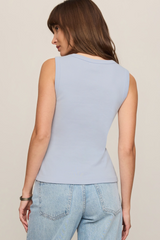 Light Gray Ellie Rib V-Neck Tank Tank Top