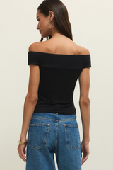 Black Second Skin Off Shoulder Top Top