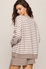 Gray Everyday French Terry Striped Crew Sweatshirt