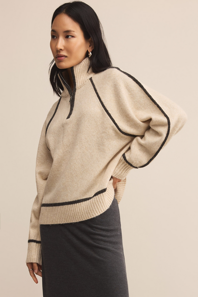 Light Gray Alps Half Zip Sweater Sweater