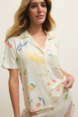 Antique White Beach Days PJ Top Pajama Top