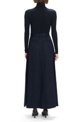 Black The Gabby Skirt in Navy Pinstripe Maxi Skirt