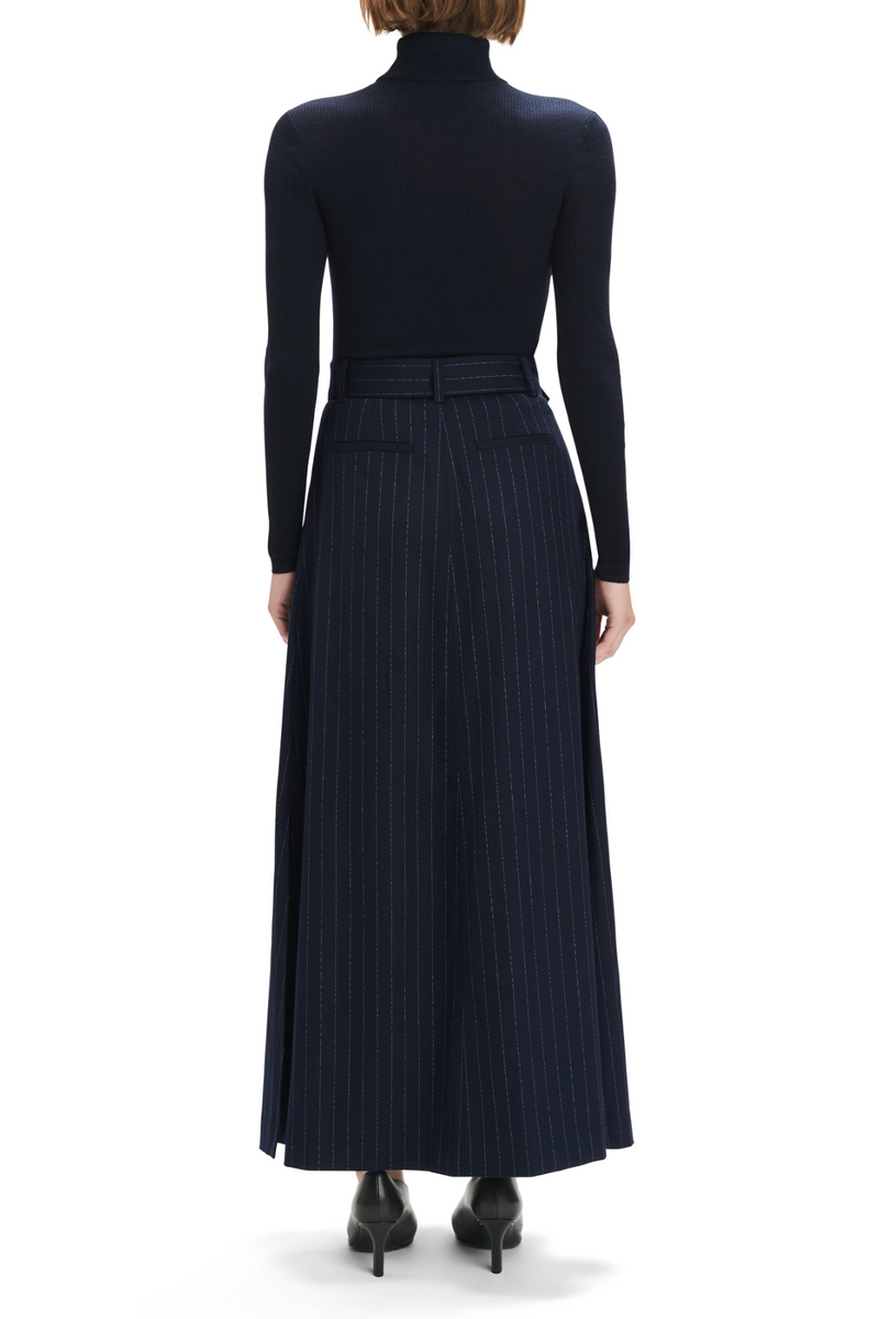 Black The Gabby Skirt in Navy Pinstripe Maxi Skirt