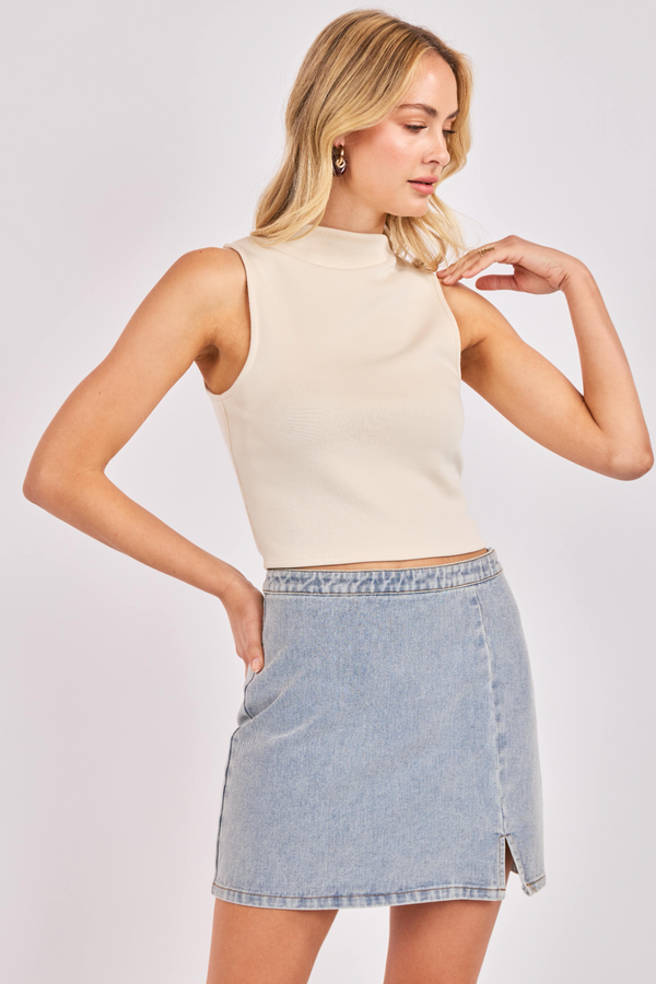 Light Gray Hustle Sleeveless Crop Top Top