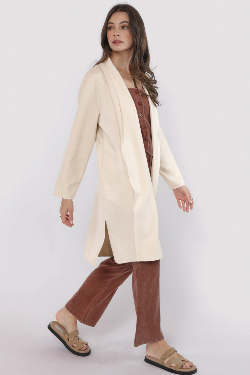 Light Gray Alessia Shawl Collar Open Coat Coat