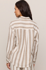 Light Gray Perfect Striped Linen Button Up Shirt