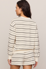 Light Gray Stand Out Striped Model Sweatshirt Sweatshirt