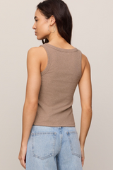 Light Gray Rowe Ribbed Scoop Tank Tank
