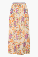 White Smoke Kai Skirt in Stitched Flower Maxi Skirt