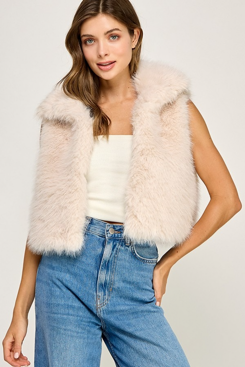 Light Gray Emerson Faux Fur Vest Vest