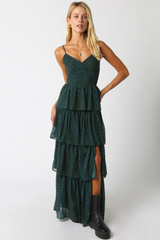 Light Gray Ruth Animal Print Ruffle Maxi Maxi Dress