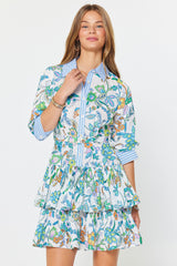 Lavender Kasey Floral Paisley Tiered Mini Dress Mini Dress