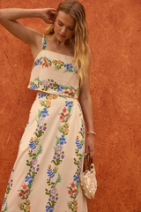 Sienna Adri Top in Ivory/Multi Folksy Floral Stripe Top