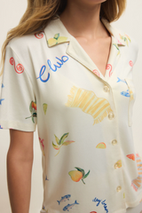 Antique White Beach Days PJ Top Pajama Top