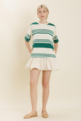 Light Gray Georgia Striped Bubble T-Shirt Dress Mini Dress