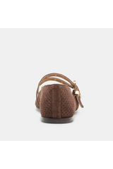 Lavender Baylee Grommet Ballet Flat | Dark Brown Perforated Suede flats