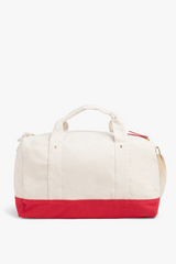 White Smoke Canvas Duffle Bag in Natural True Red Duffle Bag