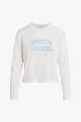 White Smoke The Cropped Collegiate Long Sleeve Tee T Shirt
