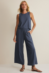 Light Gray Sloane Linen Cropped Tank Tank