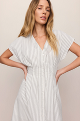 Light Gray Sanna Striped Midi Dress Midi Dress