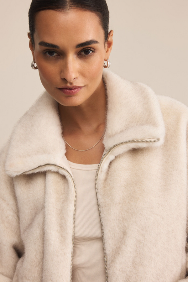 Light Gray Amethyst Faux Fur Jacket Jacket