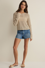 Light Gray Upland Crochet Sweater Sweater
