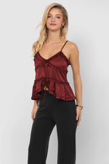 Light Gray One Look Ruffle Trim Top Top