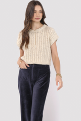 Light Gray Effortless Cable Knit Sweater Tank Tank