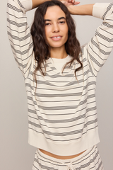 Gray Stand Out Striped Model Sweatshirt Sweatshirt
