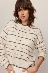 Light Gray Darby Stripe Pointelle Sweater Sweater