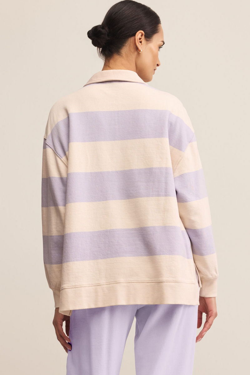 Light Gray Rugby Brushed Fleece Henley Top