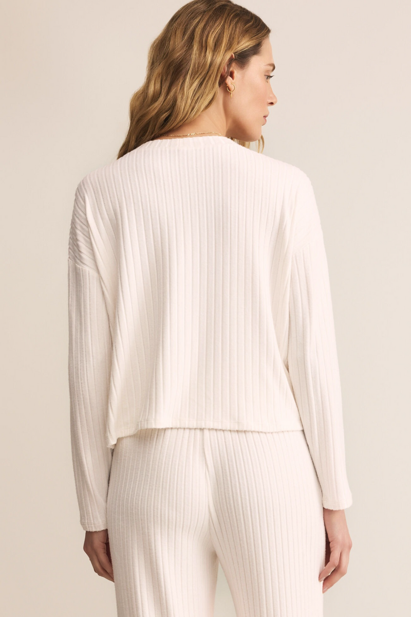 Light Gray Mara Silky Rib Cardigan Sweater