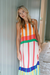 Gray Charlie Striped Maxi Dress Maxi Dress