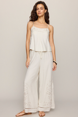 Light Gray Lillie Embroidered Woven Tank Tank