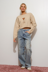 Light Gray Espresso Martini Hour Cropped Sweater sweater